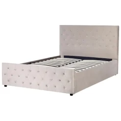Beliani AMIENS - Bed met opbergruimte - Taupe - 140 x 200 cm - Fluweel Discount