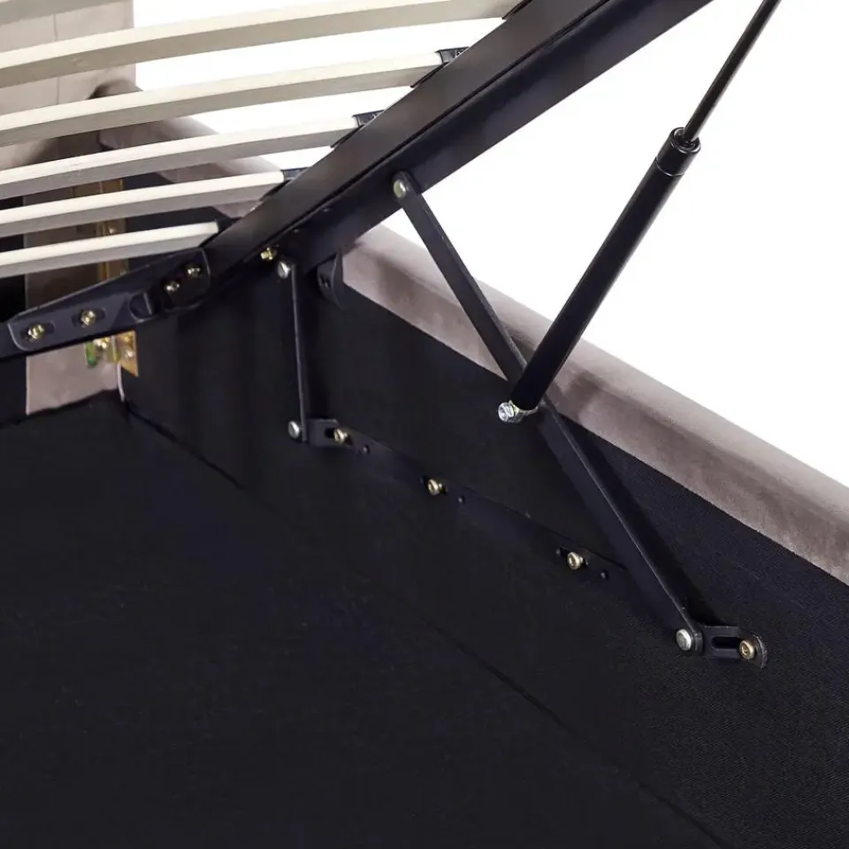 Beliani AMIENS - Bed met opbergruimte - Taupe - 140 x 200 cm - Fluweel Discount