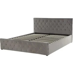 Beliani AMIENS - Bed met opbergruimte - Grijs - 160 x 200 cm - Fluweel New
