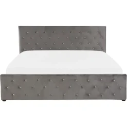 Beliani AMIENS - Bed met opbergruimte - Grijs - 160 x 200 cm - Fluweel New