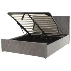 Beliani AMIENS - Bed met opbergruimte - Grijs - 140 x 200 cm - Fluweel