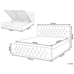 Beliani AMIENS - Bed met opbergruimte - Grijs - 140 x 200 cm - Fluweel