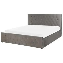Beliani AMIENS - Bed met opbergruimte - Grijs - 140 x 200 cm - Fluweel