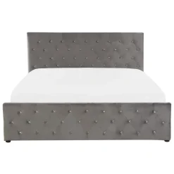 Beliani AMIENS - Bed met opbergruimte - Grijs - 140 x 200 cm - Fluweel