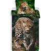 Animal Pictures Dekbedovertrek Luipaard - Eenpersoons - 140 x 200 cm - Groen Online