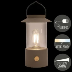 Anna's Collection Anna Collection Camping tafellamp - taupe - binnen en buiten Clearance