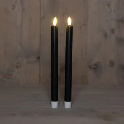 Anna's Collection Anna Collection Led dinerkaarsen - 2x st - zwart - 24 cm - 3D lont Best
