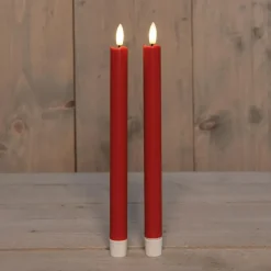 Anna's Collection Anna Collection Led dinerkaarsen - 2x - rood - 25 cm - 3D vlam Outlet