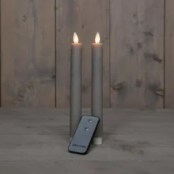 Anna's Collection Anna Collection LED dinerkaarsen - 2x - taupe kleur - 23 cm Discount