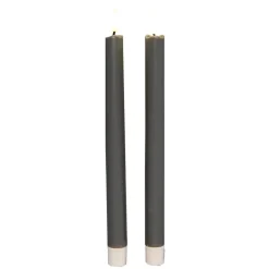 Anna's Collection Anna Collection Led dinerkaarsen - 2x - taupe grijs - 25 cm Discount