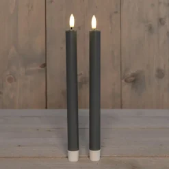 Anna's Collection Anna Collection Led dinerkaarsen - 2x - taupe grijs - 25 cm Discount