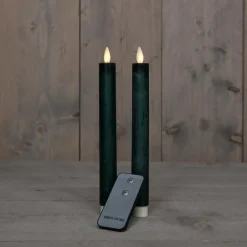 Anna's Collection Anna Collection LED dinerkaarsen - 2x - donkergroen - 23 cm Outlet