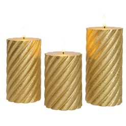Anna's Collection Anna Collection LED kaarsen - 3x - goud -swirl -afstandsbediening Discount