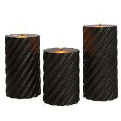 Anna's Collection Anna Collection LED kaarsen - 3x - zwart -swirl -afstandsbediening New