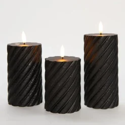Anna's Collection Anna Collection LED kaarsen - 3x - zwart -swirl -afstandsbediening New