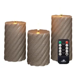 Anna's Collection Anna Collection LED kaarsen - 3x - taupe grijs -swirl Best