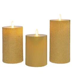Anna's Collection Anna Collection LED stompkaarsen - 3x - goud - ribbel Hot