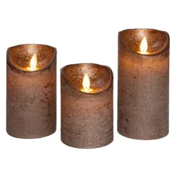 Anna's Collection Anna Collection LED stompkaarsen - 3x - brons - stompkaarsen Discount