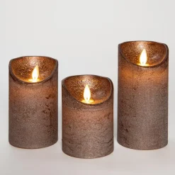 Anna's Collection Anna Collection LED stompkaarsen - 3x - brons - stompkaarsen Discount
