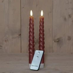 Anna's Collection Anna Collection LED swirl dinerkaarsen - 2x st - antiek roze - 23 cm Clearance