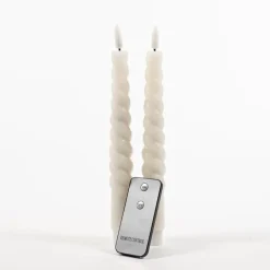 Anna's Collection Anna Collection LED swirl dinerkaarsen - 2x st - ivoor/creme - 23 cm Online
