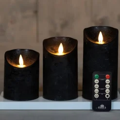 Anna's Collection LED kaarsen - 3x - zwart Sale