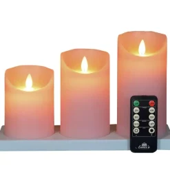 Anna's Collection LED kaarsen - 3x - lichtroze Discount