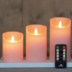 Anna's Collection LED kaarsen - 3x - lichtroze Discount