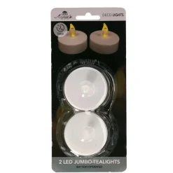 Anna's Collection Grote LED theelichtjes - 2x - wit -6 x 4,5 cm Outlet
