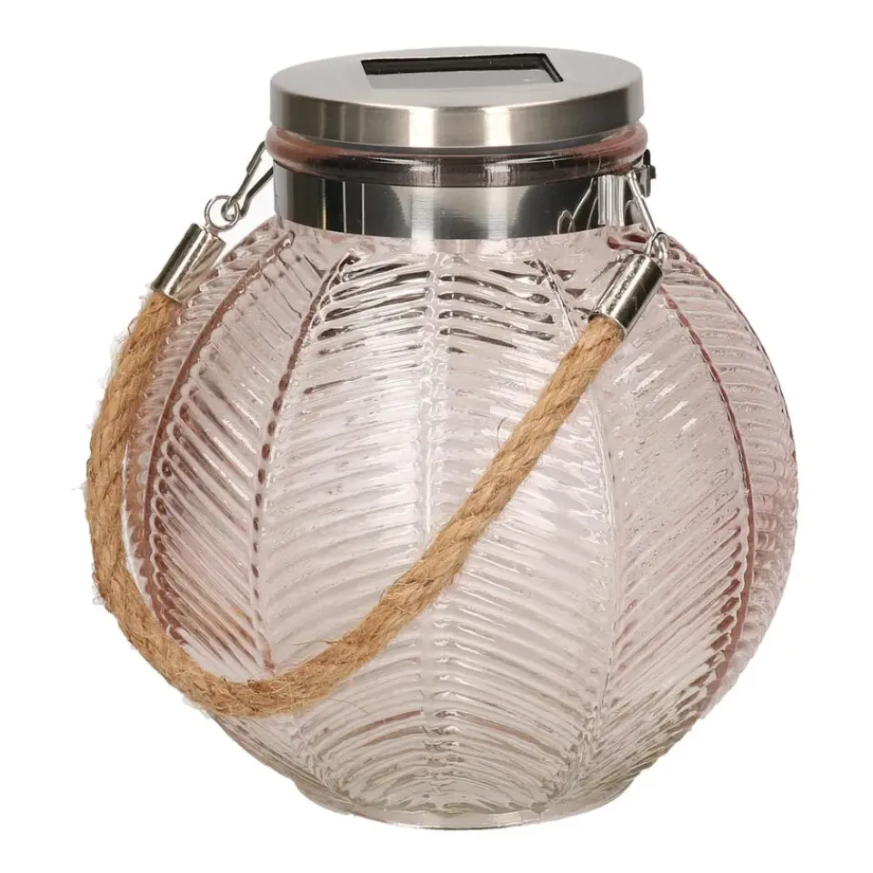 Anna's Collection Lantaarn - solar - roze - glas - 16 cm Sale