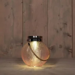 Anna's Collection Lantaarn - solar - roze - glas - 16 cm Sale