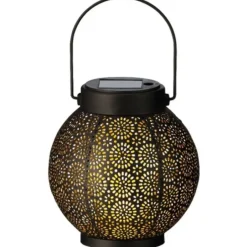 Anna's Collection Lantaarn - metaal - cirkels - solar - 16 cm Hot