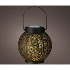 Anna's Collection Lantaarn - metaal - cirkels - solar - 16 cm Hot