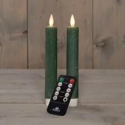 Anna's Collection LED dinerkaarsen - 2x st - jade groen - 18 cm Discount