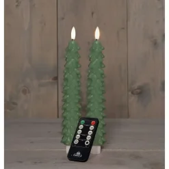 Anna's Collection LED dinerkaars - 2x - groen - kerstboom - 23 cm Outlet