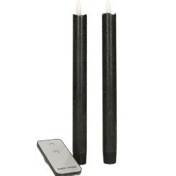 Anna's Collection LED dinerkaarsen - 2x - zwart - 23 cm Best
