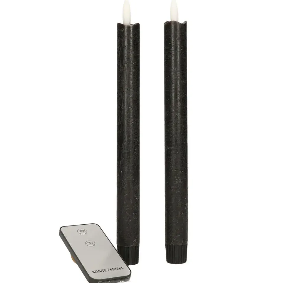 Anna's Collection LED dinerkaarsen - 2x - zwart - 23 cm Best