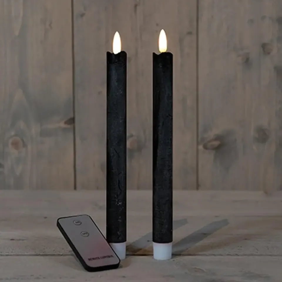 Anna's Collection LED dinerkaarsen - 2x - zwart - 23 cm Best