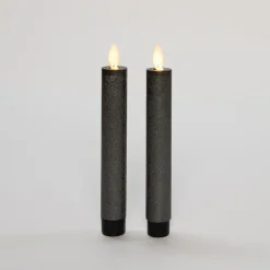 Anna's Collection LED dinerkaarsen - 2x - antraciet grijs - 18 cm Online