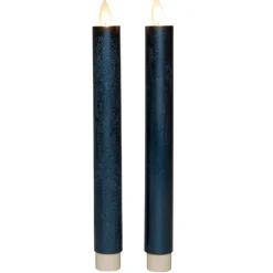 Anna's Collection LED dinerkaarsen - 2x - metallic blauw - 23 cm Online