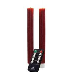 Anna's Collection LED dinerkaarsen - 2x - bordeaux rood - ribbel Discount