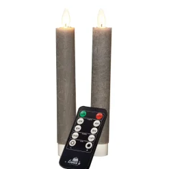 Anna's Collection LED dinerkaarsen - 2x st - taupe grijs - 18 cm Hot