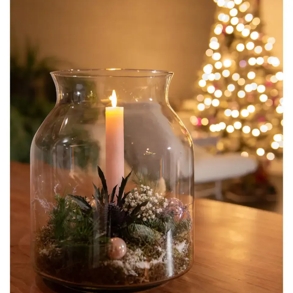 Anna's Collection LED dinerkaarsen - 2x st - lichtroze - 18 cm