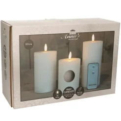 Anna's Collection LED Stompkaarsen met afstandsbediening - 3x - wit Online