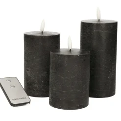 Anna's Collection LED Stompkaarsen -afstandsbediening -3x - zwart New