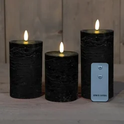 Anna's Collection LED Stompkaarsen -afstandsbediening -3x - zwart New