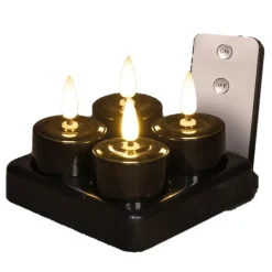 Anna's Collection LED waxinelichtjes - 4x -zwart - oplaadbaar Clearance