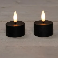 Anna's Collection LED waxinelichtjes - 2x -zwart -D4 x H5 cm Discount