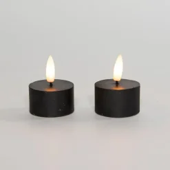 Anna's Collection LED waxinelichtjes - 2x -zwart -D4 x H5 cm Discount