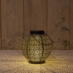 Anna's Collection Solar lantaarn - zwart - cirkels - 19 cm Online